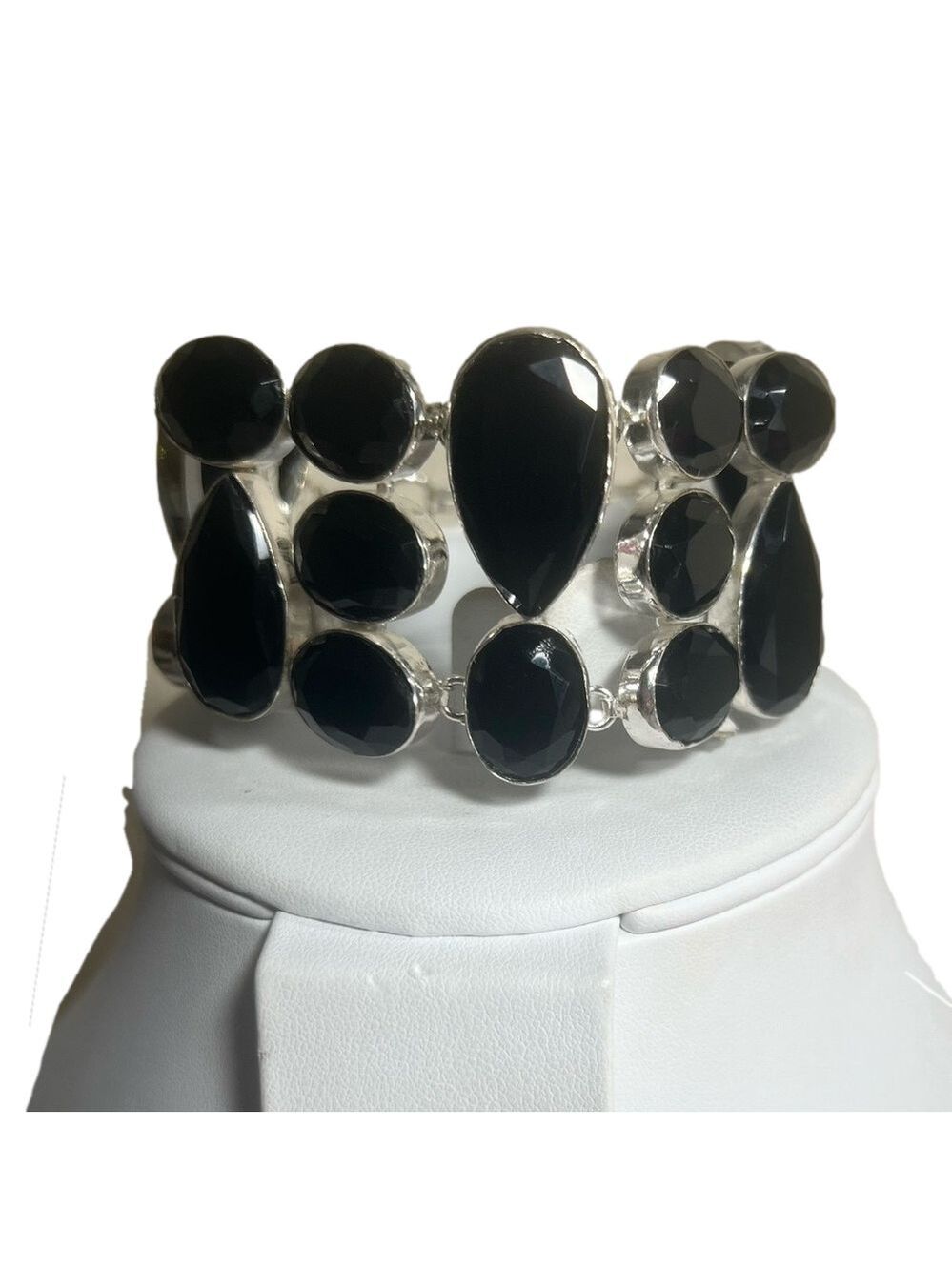 Black Onyx 925 Large Synthetic Gemstone Bracelet